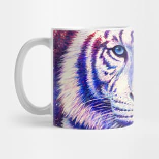 Among the Stars Colorful Cosmic White Tiger Mug